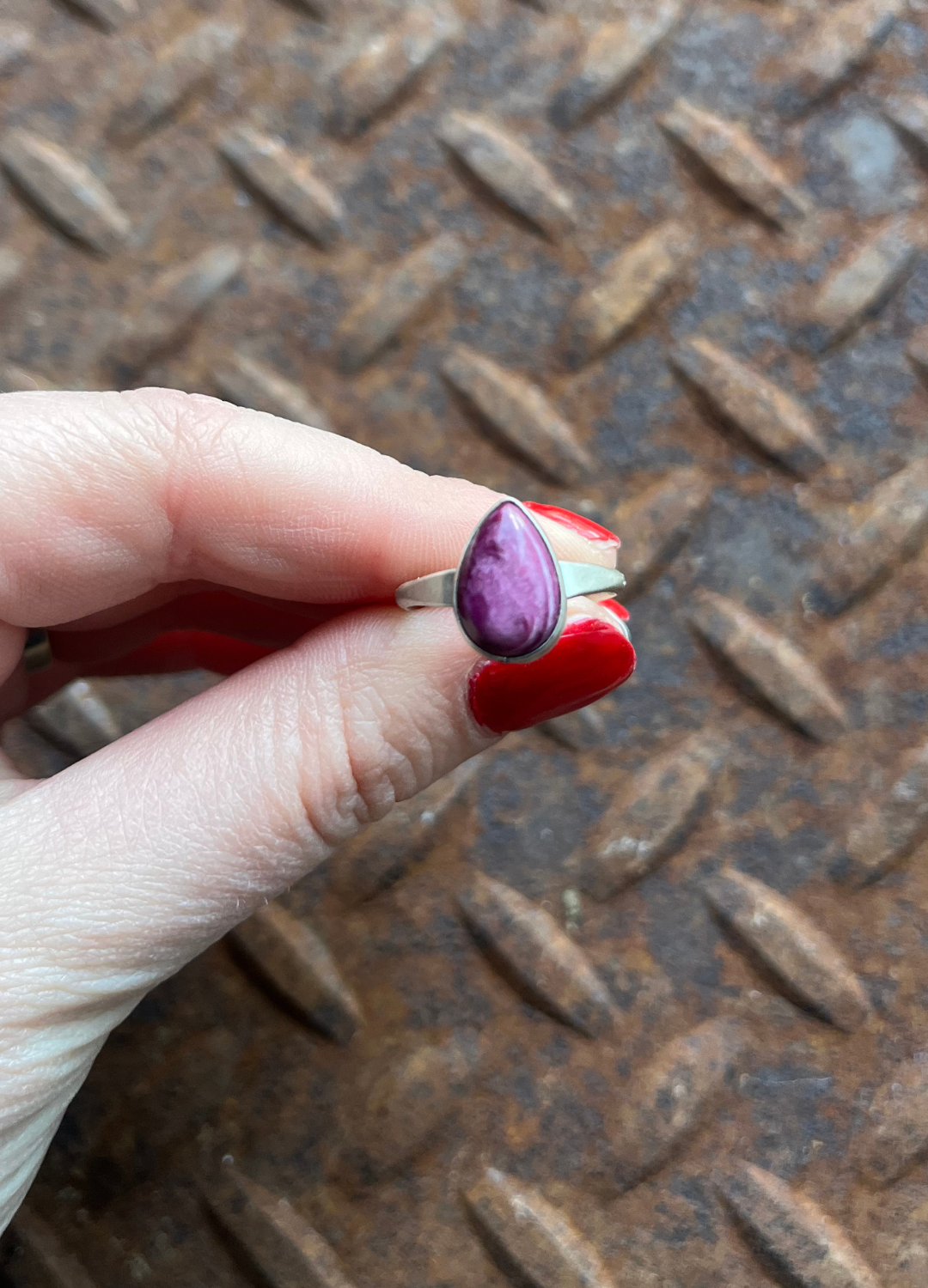 Purple Spiny Teardrop Ring
