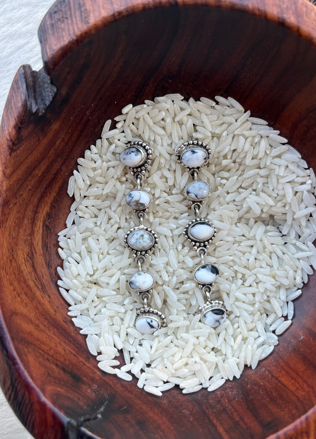 White Buffalo Long Drop Earrings