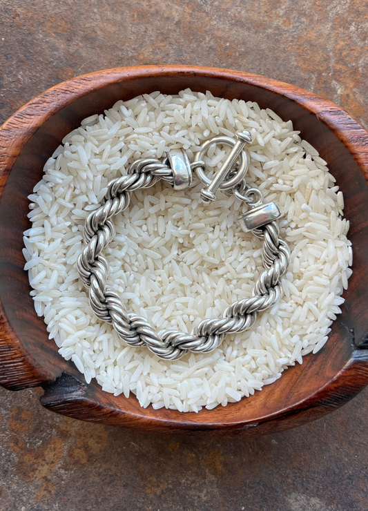 10mm Silver Braided Bracelet