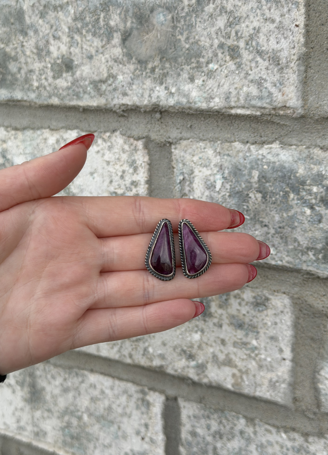 Purple Spiny Triangle Studs