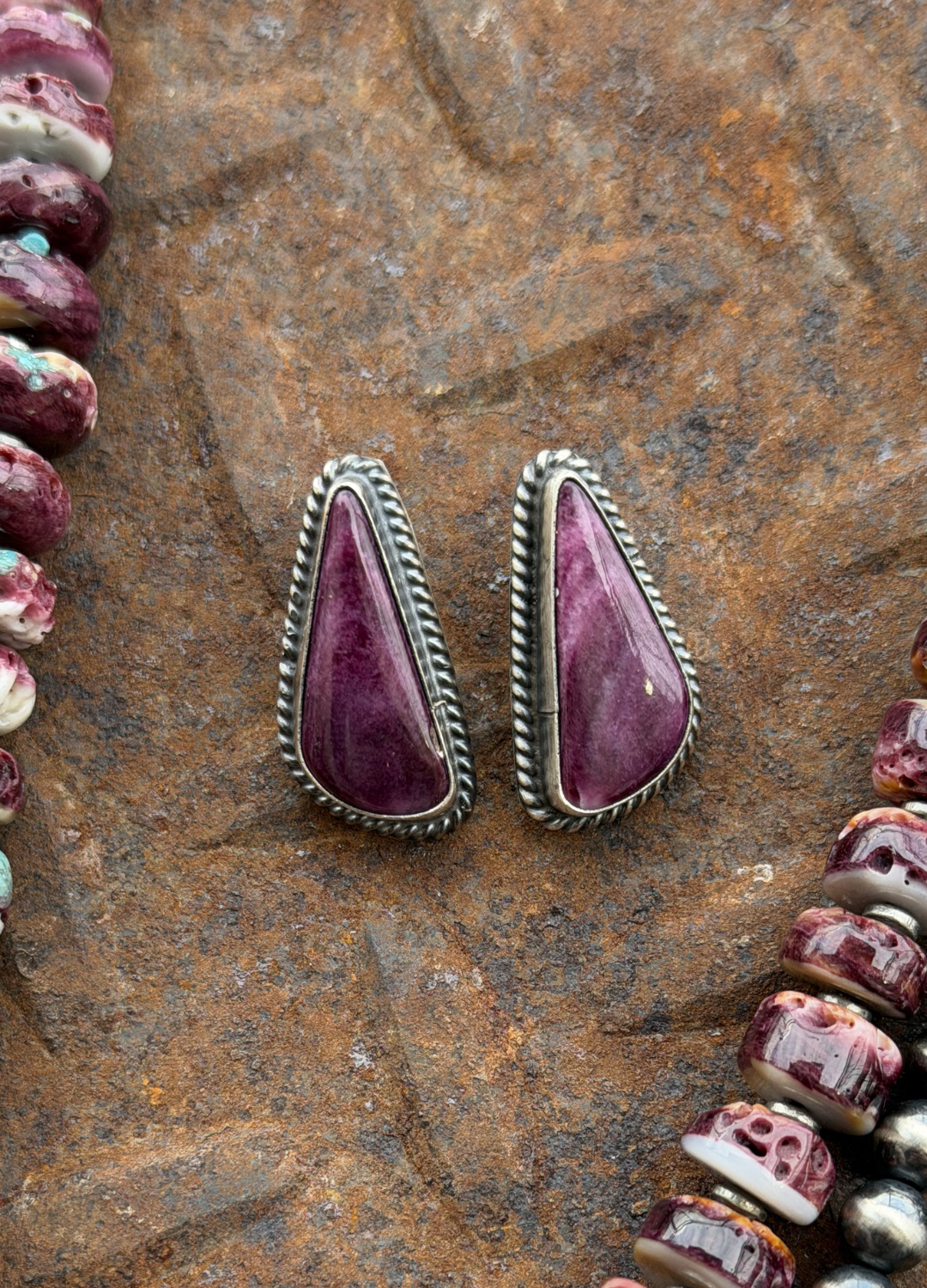 Purple Spiny Triangle Studs