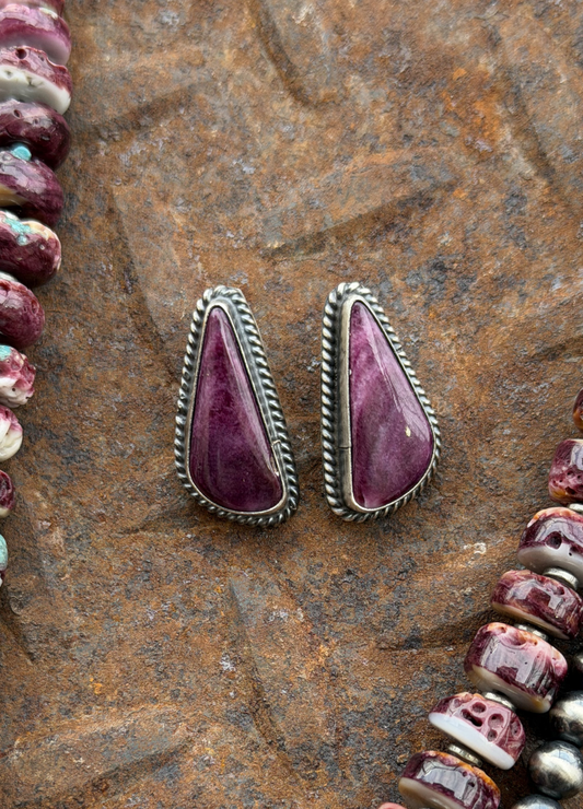Purple Spiny Triangle Studs