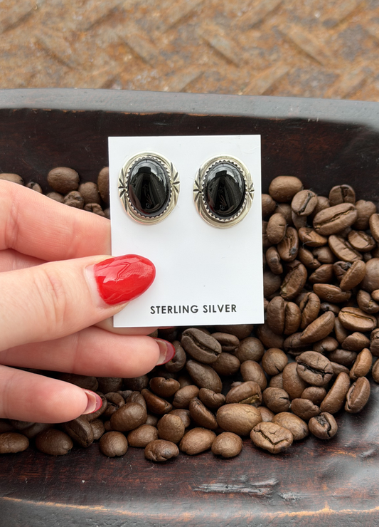 Black Onyx Stud Earrings