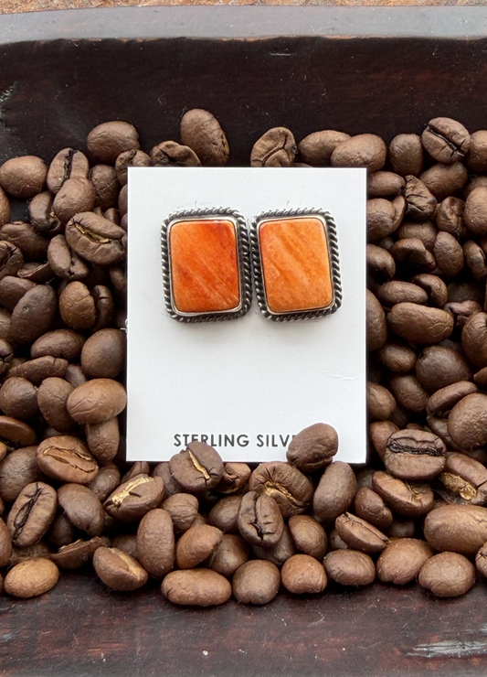 Square Orange Spiny Studs