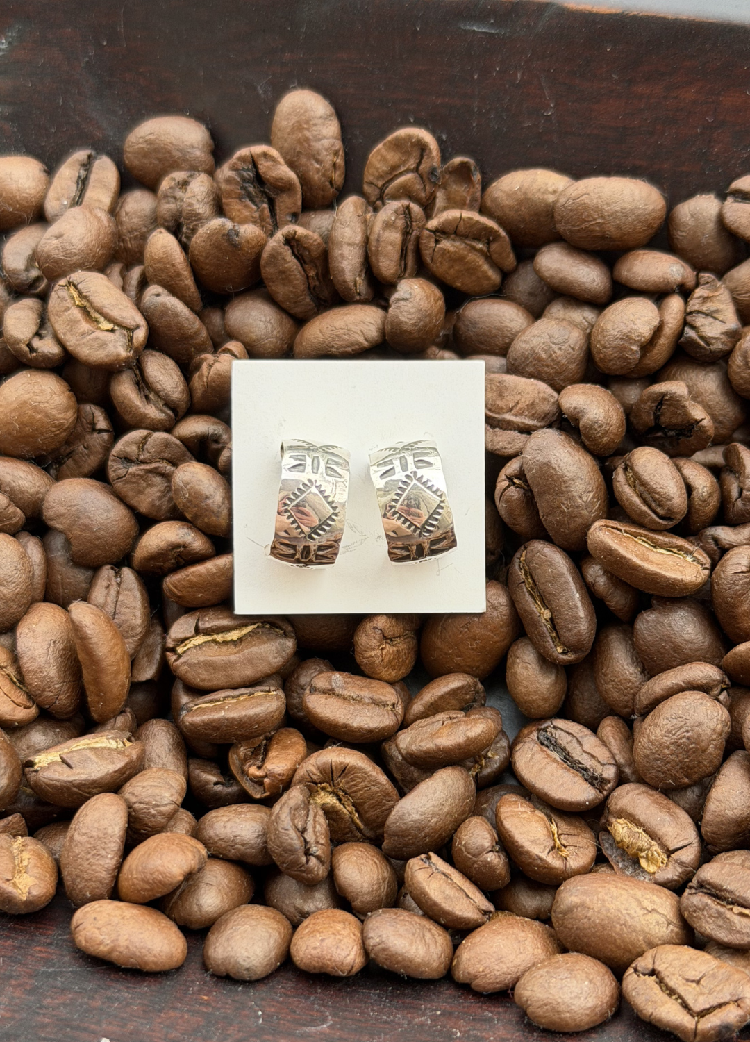 Stamped Huggie Earrings