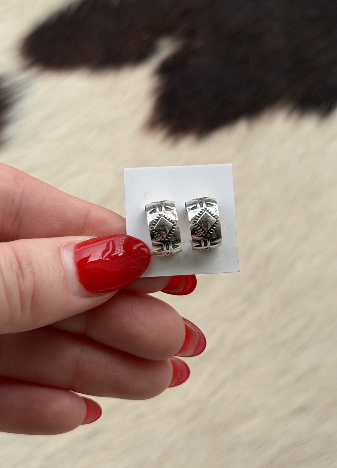 Stamped Huggie Earrings