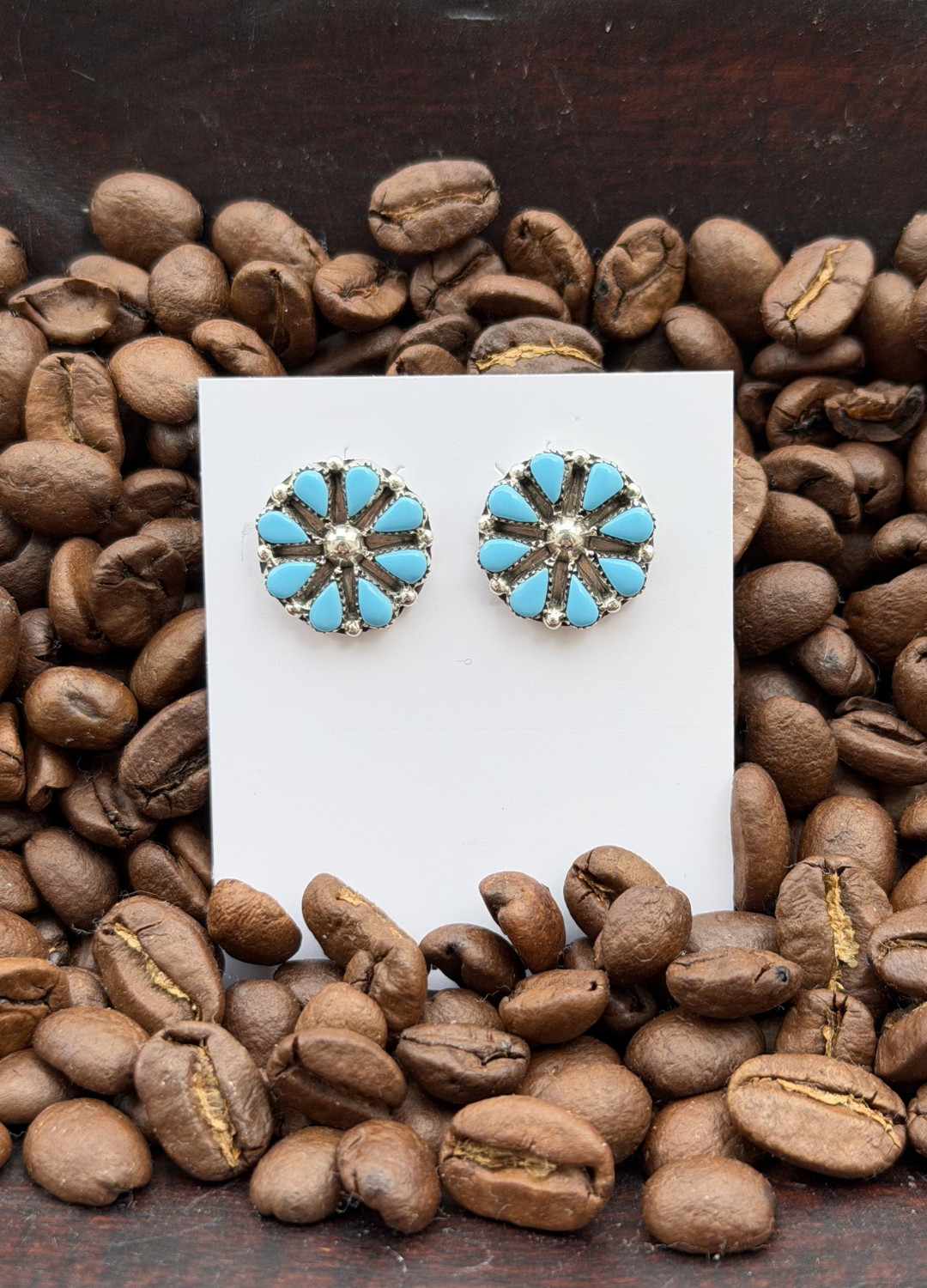 Turquoise Flower Cluster Studs