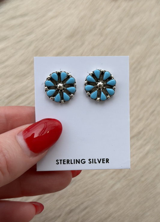Turquoise Flower Cluster Studs